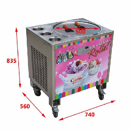 Kolice 50CM single pan with 3 tanks fried ice cream machine thai ice cream roll machine fry ice cream machine