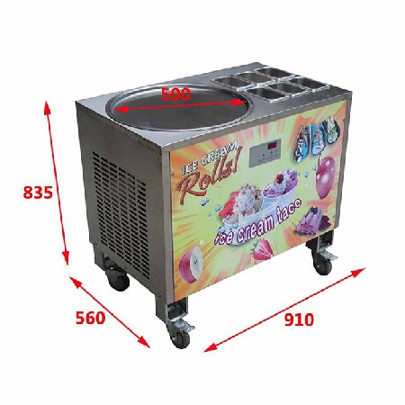 50CM single pan with 6 tanks fried ice cream roll machine, thai ice cream machine, fry ice cream roll machine